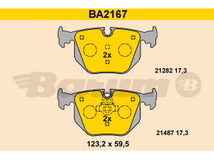 BARUM BA2167 stabdžių trinkelių rinkinys, diskinis stabdys 
 Techninės priežiūros dalys -> Papildomas remontas
34 11 2 180 421, 34 21 1 163 324