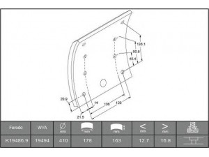 FERODO K19486.0-F3672 stabdžių antdėklo rinkinys, būgninis stabdys 
 Techninės priežiūros dalys -> Papildomas remontas
3464234010, 3464234710, 3464237610