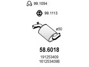 ASSO 58.6018 vidurinis duslintuvas 
 Išmetimo sistema -> Duslintuvas
165253409A, 176253409E, 176253409F