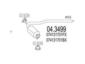 MTS 04.3499 katalizatoriaus keitiklis 
 Išmetimo sistema -> Katalizatoriaus keitiklis
074131701BX, 074131701FX