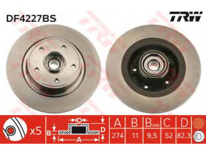 TRW DF4227BS stabdžių diskas 
 Stabdžių sistema -> Diskinis stabdys -> Stabdžių diskas
7701472838, 7701713008, 8200209774