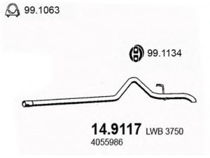 ASSO 14.9117 išleidimo kolektorius 
 Išmetimo sistema -> Išmetimo vamzdžiai
1143977, 1518356, 4055986