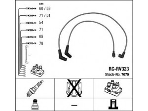 NGK 7079 uždegimo laido komplektas 
 Kibirkšties / kaitinamasis uždegimas -> Uždegimo laidai/jungtys