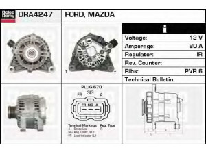 DELCO REMY DRA4247 kintamosios srovės generatorius 
 Elektros įranga -> Kint. sr. generatorius/dalys -> Kintamosios srovės generatorius
1140135, 1464756, 1477856, 2S6T10300AA