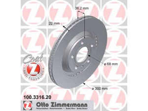 ZIMMERMANN 100.3316.20 stabdžių diskas 
 Dviratė transporto priemonės -> Stabdžių sistema -> Stabdžių diskai / priedai
8E0 615 601 K, 8E0 615 601 R