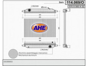 AHE 114.069/O radiatorius, variklio aušinimas 
 Aušinimo sistema -> Radiatorius/alyvos aušintuvas -> Radiatorius/dalys
500380655
