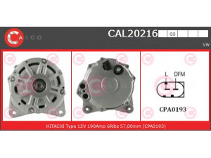 CASCO CAL20216GS kintamosios srovės generatorius 
 Elektros įranga -> Kint. sr. generatorius/dalys -> Kintamosios srovės generatorius
059903023, LR1190912