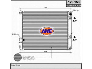 AHE 120.153 radiatorius, variklio aušinimas 
 Aušinimo sistema -> Radiatorius/alyvos aušintuvas -> Radiatorius/dalys
214601BH0A