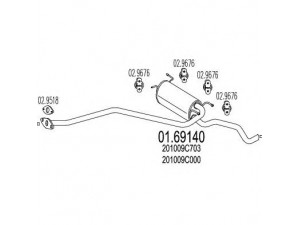 MTS 01.69140 galinis duslintuvas 
 Išmetimo sistema -> Duslintuvas
201009C000, 201009C703