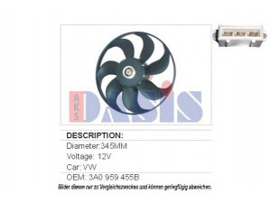 AKS DASIS 870160N ventiliatorius, radiatoriaus 
 Aušinimo sistema -> Oro aušinimas
3A0959455, 3A0959455B, 959430001