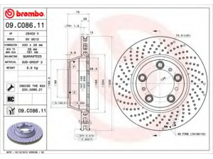 BREMBO 09.C086.11 stabdžių diskas 
 Dviratė transporto priemonės -> Stabdžių sistema -> Stabdžių diskai / priedai
99635240500, 99635240501, 99635240502