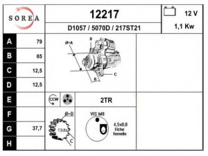 EAI 12217 starteris 
 Elektros įranga -> Starterio sistema -> Starteris
0AM911023F