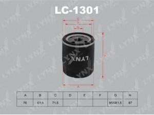 LYNXauto LC-1301 alyvos filtras 
 Techninės priežiūros dalys -> Techninės priežiūros intervalai
49306-30000, 5011788, 5011991, 15208-6F901