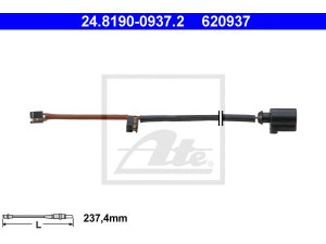 ATE 24.8190-0937.2 įspėjimo kontaktas, stabdžių trinkelių susidėvėjimas 
 Stabdžių sistema -> Susidėvėjimo indikatorius, stabdžių trinkelės
955 612 365 70, 7L5 907 637 B