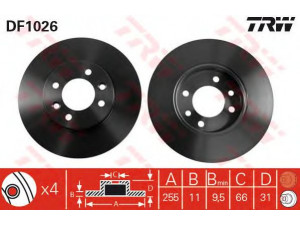 TRW DF1026 stabdžių diskas 
 Dviratė transporto priemonės -> Stabdžių sistema -> Stabdžių diskai / priedai
7700764192, 7701204288