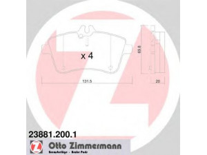 ZIMMERMANN 23881.200.1 stabdžių trinkelių rinkinys, diskinis stabdys 
 Techninės priežiūros dalys -> Papildomas remontas
169 420 0120, 169 420 0820, 169 420 1220