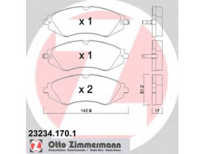 ZIMMERMANN 23234.170.1 stabdžių trinkelių rinkinys, diskinis stabdys 
 Techninės priežiūros dalys -> Papildomas remontas
96253382, 96405129, S4510019, 96253382