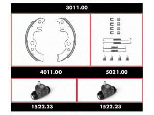 WOKING 3011.00 stabdžių rinkinys, būgniniai stabdžiai 
 Stabdžių sistema -> Būgninis stabdys -> Stabdžių remonto rinkinys
7701202443, 7701203438