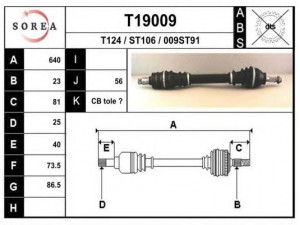 EAI T19009 kardaninis velenas 
 Ratų pavara -> Kardaninis velenas
18838500, 1883857R