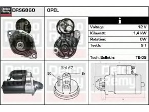 DELCO REMY DRS6860 starteris 
 Elektros įranga -> Starterio sistema -> Starteris
1202139, 90357730, 90444192, 90541527