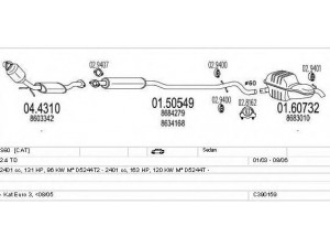 MTS C390159002328 išmetimo sistema 
 Išmetimo sistema -> Išmetimo sistema, visa