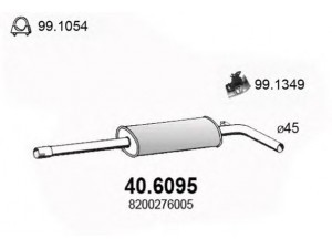 ASSO 40.6095 vidurinis duslintuvas 
 Išmetimo sistema -> Duslintuvas
8200189561, 8200276005