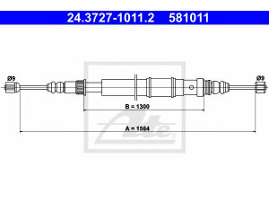 ATE 24.3727-1011.2 trosas, stovėjimo stabdys 
 Stabdžių sistema -> Valdymo svirtys/trosai
77 00 781 394, 77 00 817 136