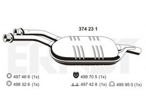 ERNST 374231 vidurinis duslintuvas 
 Išmetimo sistema -> Duslintuvas
124 490 66 21, 124 491 13 00