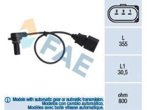 FAE 79062 jutiklis, aps./min.; RPM jutiklis, variklio valdymas 
 Variklis -> Variklio elektra
01M 927 321 B