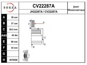 EAI CV22287AK jungčių komplektas, kardaninis velenas 
 Ratų pavara -> Sujungimai/komplektas