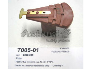 ASHUKI T005-01 rotorius, skirstytuvas 
 Kibirkšties / kaitinamasis uždegimas -> Degimo skirstytuvas/dalys
19102-11010/30/31, 19102-11031