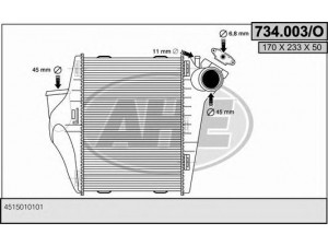 AHE 734.003/O tarpinis suslėgto oro aušintuvas, kompresorius 
 Variklis -> Oro tiekimas -> Įkrovos agregatas (turbo/superįkrova) -> Tarpinis suslėgto oro aušintuvas
4515010101