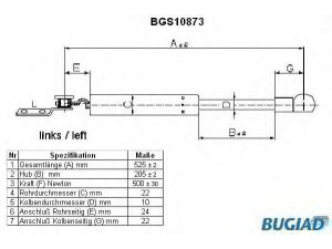 BUGIAD BGS10873 dujinė spyruoklė, bagažinė 
 Vidaus įranga -> Bagažinė
90451-50C26, 90451-50C27, 90451-51C26