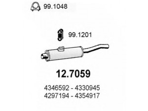 ASSO 12.7059 galinis duslintuvas 
 Išmetimo sistema -> Duslintuvas
4297194, 4330495, 4330945, 4346592