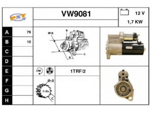 SNRA VW9081 starteris 
 Elektros įranga -> Starterio sistema -> Starteris
95560410700, 012911023E, 012911023F