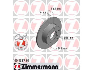 ZIMMERMANN 100.1237.20 stabdžių diskas 
 Dviratė transporto priemonės -> Stabdžių sistema -> Stabdžių diskai / priedai
4B0 615 601