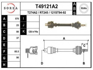 EAI T49121A2 kardaninis velenas 
 Ratų pavara -> Kardaninis velenas
7700104756, 7700739552, 7700853057