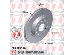 ZIMMERMANN 600.3233.20 stabdžių diskas 
 Stabdžių sistema -> Diskinis stabdys -> Stabdžių diskas
1K0 615 301 AC, 1K0 615 301 AK