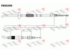 FTE FBS02069 trosas, stovėjimo stabdys 
 Stabdžių sistema -> Valdymo svirtys/trosai
8D0 609 721 AA, 8D0 609 721 H, 8D0 609 721 AA