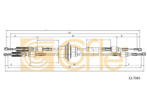 COFLE 12.7263 trosas, neautomatinė transmisija 
 Transmisija -> Neautomatinė pavarų dėžė -> Transmisijos valdymas
55186893, 55199880