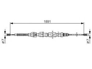 BOSCH 1 987 477 154 trosas, stovėjimo stabdys 
 Stabdžių sistema -> Valdymo svirtys/trosai
60 25 105 918