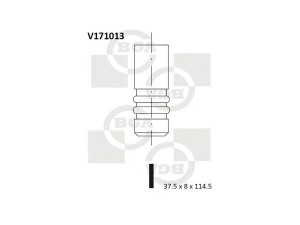 BGA V171013 įleidimo vožtuvas 
 Variklis -> Variklio uždegimo laiko reguliavimo kontrolė -> Vožtuvų eilė -> Vožtuvai/dalys
7798620, 46527855