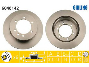 GIRLING 6048142 stabdžių diskas 
 Stabdžių sistema -> Diskinis stabdys -> Stabdžių diskas
4320605J03, 4320605J04, 43206VB000