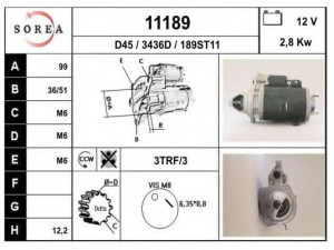 EAI 11189 starteris 
 Elektros įranga -> Starterio sistema -> Starteris