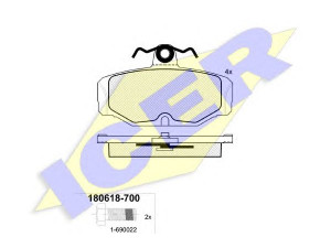 ICER 180618 stabdžių trinkelių rinkinys, diskinis stabdys 
 Techninės priežiūros dalys -> Papildomas remontas
1 637 872, 1 652 206, 6 141 150