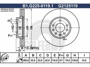 GALFER B1.G225-0119.1 stabdžių diskas 
 Stabdžių sistema -> Diskinis stabdys -> Stabdžių diskas
5 69 056, 90512029, 32025723, 4566840