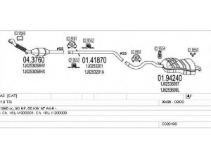 MTS C020198000564 išmetimo sistema 
 Išmetimo sistema -> Išmetimo sistema, visa