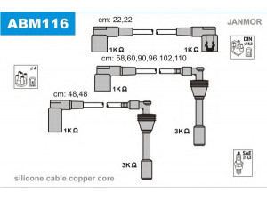 JANMOR ABM116 uždegimo laido komplektas 
 Kibirkšties / kaitinamasis uždegimas -> Uždegimo laidai/jungtys
92860204000, 92860205500, 92860205600