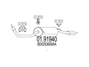 MTS 01.91940 galinis duslintuvas 
 Išmetimo sistema -> Duslintuvas
8D0253609AA