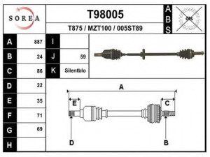 EAI T98005 kardaninis velenas 
 Ratų pavara -> Kardaninis velenas